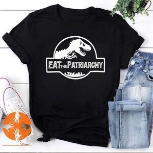 Eat the Patriarchy Feminist Graphic Tee Black size Small
